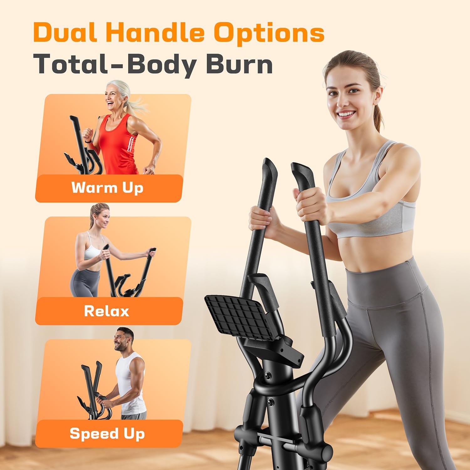OWLSKY Elliptical Exercise Machine, Elliptical Machine for Home with Hyper-Quiet Magnetic Driving System, 16 Resistance Levels,400LBS - Image 3