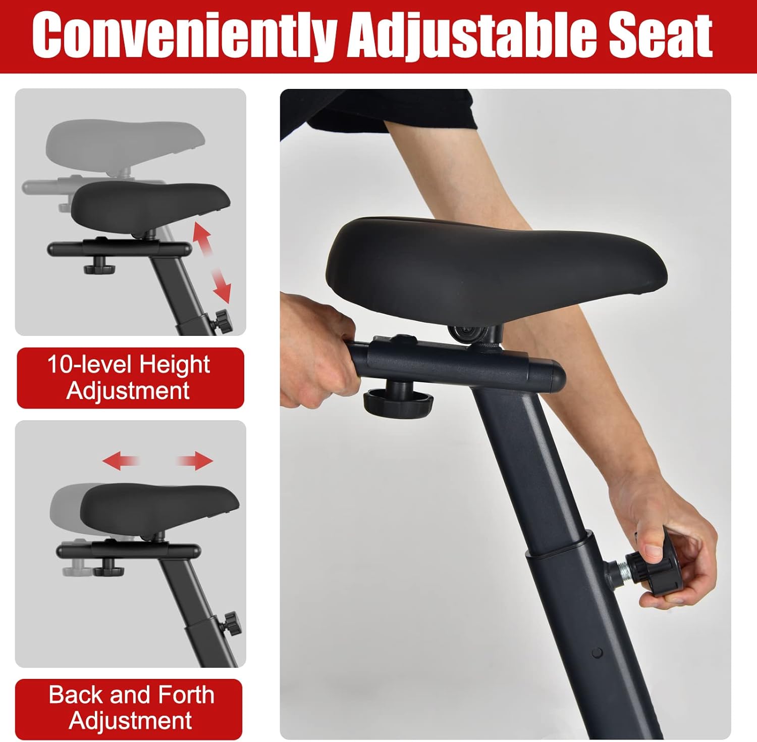 GYMAX Fan Bike, Air Resistance Upright Bike with LCD Monitor, Phone Holder & Built-in Wheels, Fully Adjustable Stationary Exercise Bike for Home Gym Cardio Training Workout Fitness - Image 3