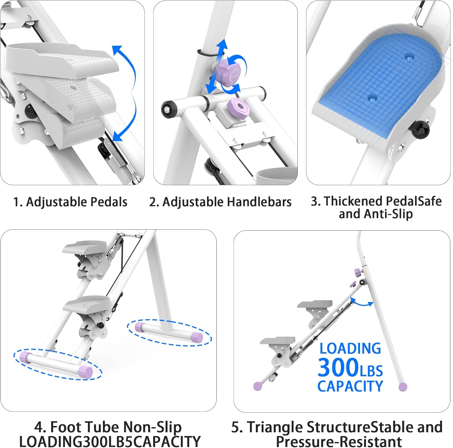 Stair Stepper for Home, Folding Vertical Climber Workout Machine for Full-Body Exercise Stair Stepper with Stable Frame Adjustable Handlebar & Pedals - Image 2