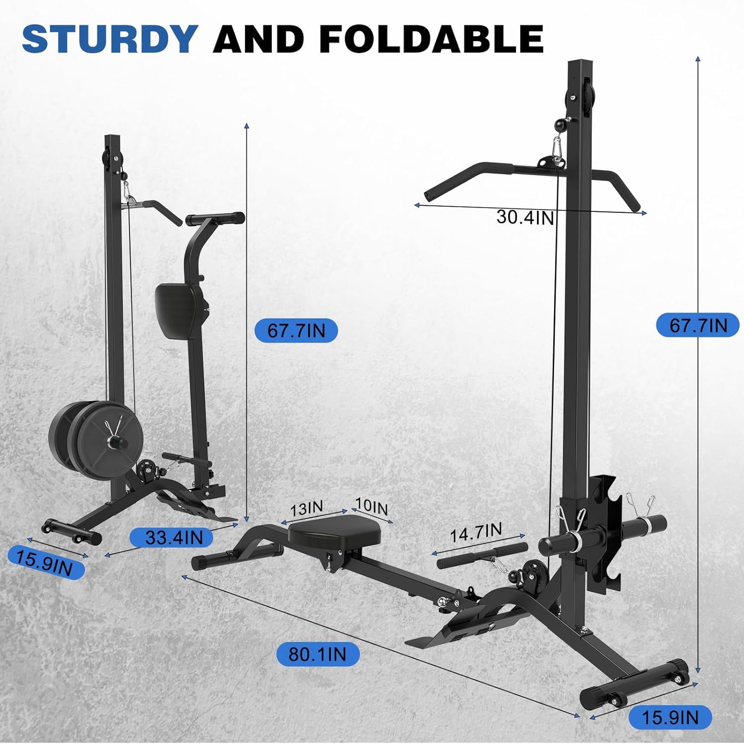 BEKING Foldable Rowing Machine Adjustable LAT Pull Down and Low Row Cable Machine with High and Low Pulley Stations,2 in 1 Multi-Function Compact Rowing Machine for Home Gym Equipment - Image 6