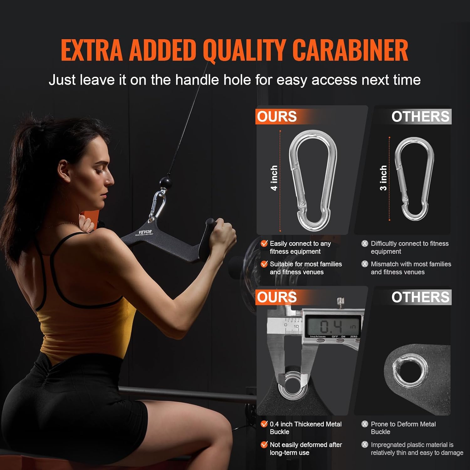 VEVOR LAT Pulldown Attachments, Cable Machine Rowing T-bar V-bar Tricep Pull Down Bar, Back Strength Training Rubber Coated Handle Grip, Bicep Curl Tricep LAT Pulldown Bar for Home Gym Fitness - Image 4