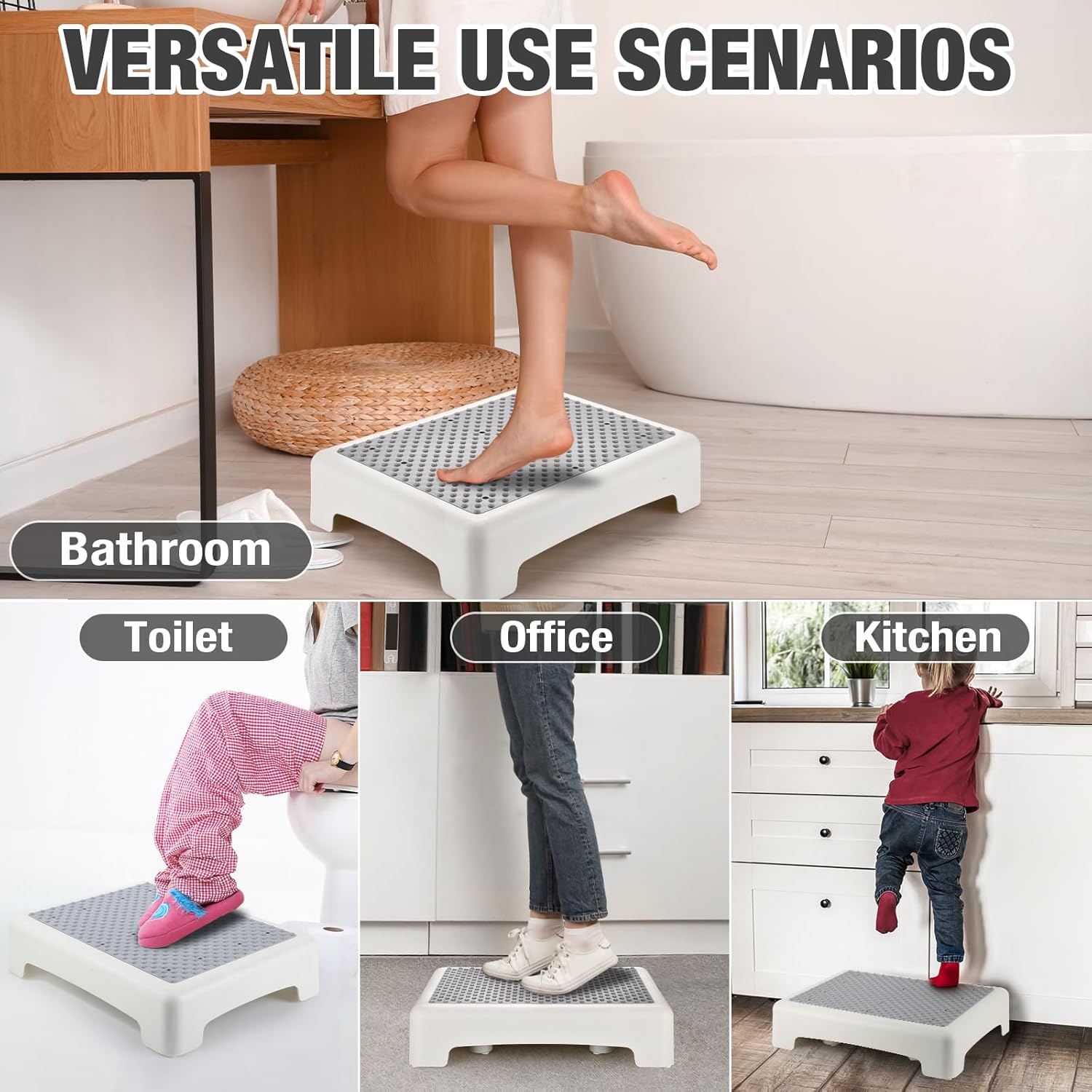 HBTower Step Stool, Mobility Step Stool for Adults & Seniors, Non-Slip Step Platform Indoor and Outdoor, Portable Step Riser, Safety Step for Car, Bedside, Office, Shower, Stairs, White - Image 8