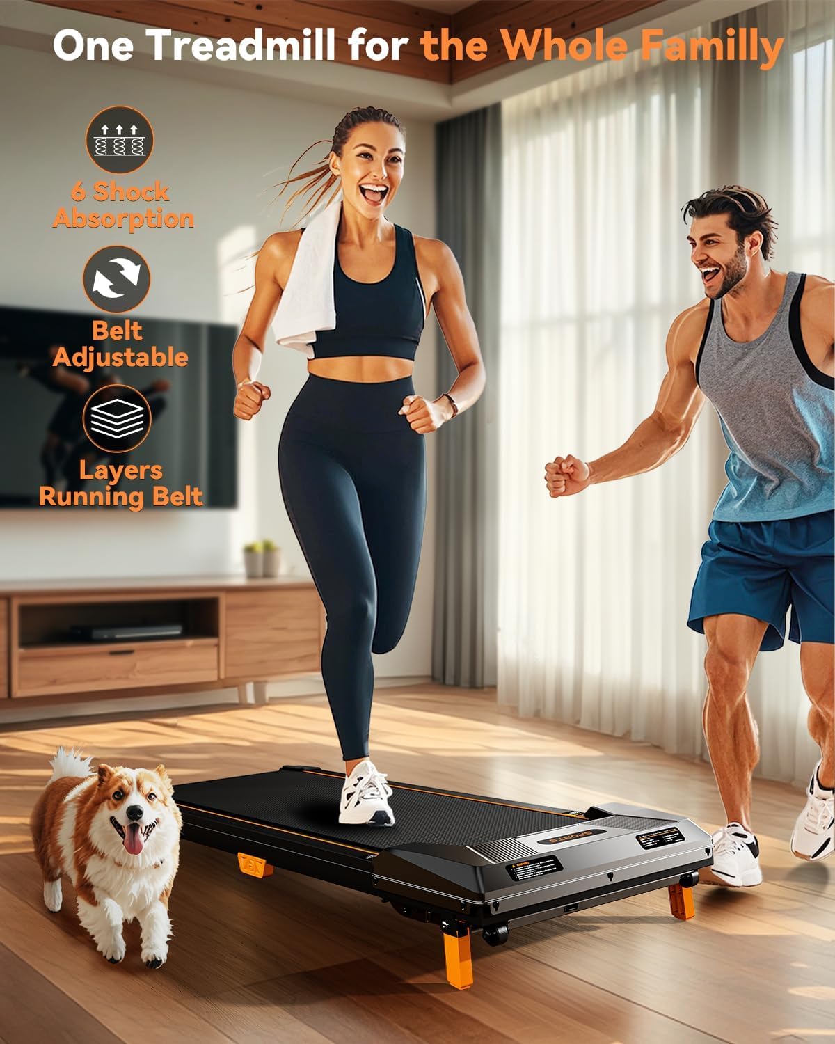 Walking Pad Treadmill, BestGod Incline Under Desk Treadmill 330lbs Capacity, 2.5HP Portable Treadmills for Home, Compact Treadmills Mini Walking Pad, Running Machine with Remote Control - Image 6