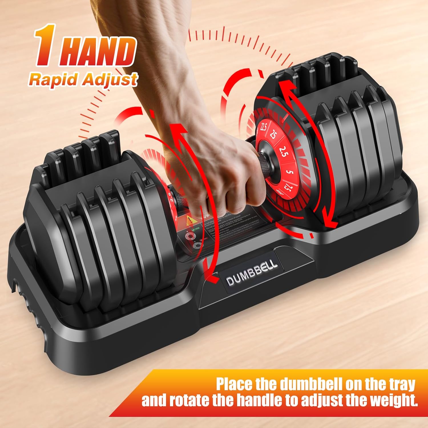 25/52.5/55LBS Adjustable Dumbbells Set with Anti-Slip Handle, Fast Adjust Weight Dumbbells Set with Dual Safety Locking System, Versatile Weights Set for Women & Men Full Body Workout Fitness, Compact Size Space Saving for home gym - Image 2