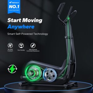 Merach Elliptical Machine, Elliptical Exercise Machine for Home with Hyper-Quiet Magnetic Drive System, Elliptical Training Machines with16.5-19IN Stride, Automatic Resistance, 400lbs Capacity