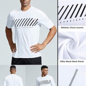 5 Pack Men’s Active Quick Dry Crew Neck T Shirts | Athletic Running Gym Workout Short Sleeve Tee Tops Bulk
