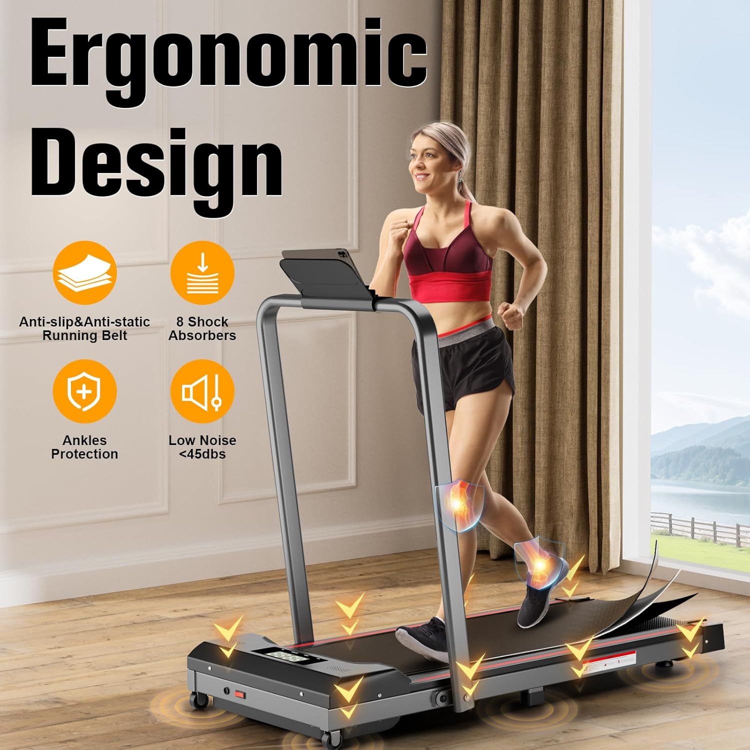 Walking Pad with Handle Bar, 300lbs Capacity Under Desk Treadmill with Remote & LED Display, 3.0HP 3-in-1 Folding Treadmill for Walking, Jogging & Running, Portable for Home & Office - Image 3