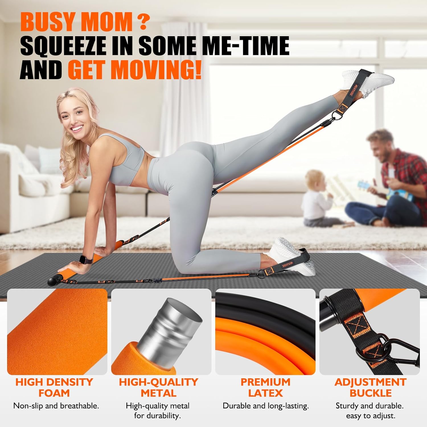Pilates Bar Kit with Resistance Bands, Pilates Equipment, Multifunctional Pilates Bar for Women & Men, Pilates kit for Hip, Back, Arm, Full-Body Workouts, Home Gym Strength Training Equipment - Image 3