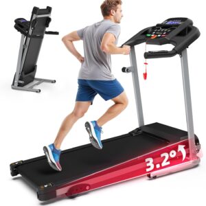FYC Compact Folding Treadmill for Home – 2.5HP Quiet Brushless Motor, 3-Level Incline, 7.5 MPH, Shock Absorption, Space-Saving Design for Running, Walking – Treadmill for Small Spaces & Home Use