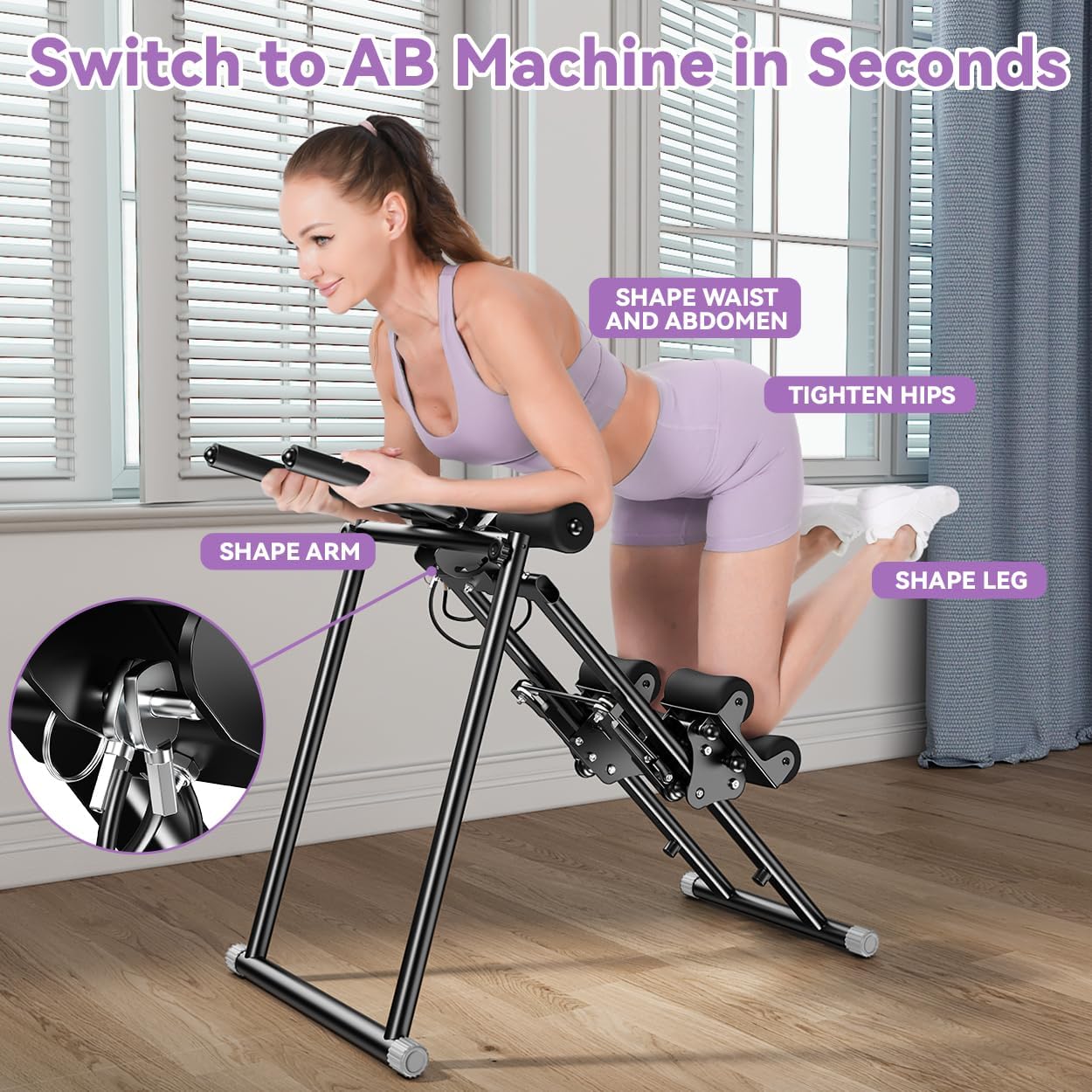Foldable Stair Stepper Machine – AB Workout Equipment for Home Gym, Full-Body Cardio Workout Equipment with Adjustable Handlebar & Pedals - Image 4
