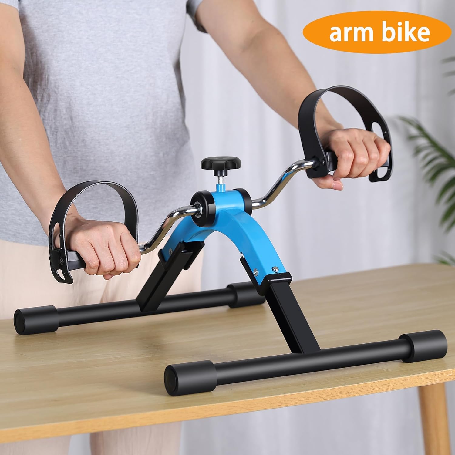 Folding Pedal Exerciser Mini Exercise Bike Under Desk Bike Pedal Exerciser for Arms and Legs Cardio Workout, Portable Desk Bike Peddler Machine for Sedentary Officer & Seniors - Image 3