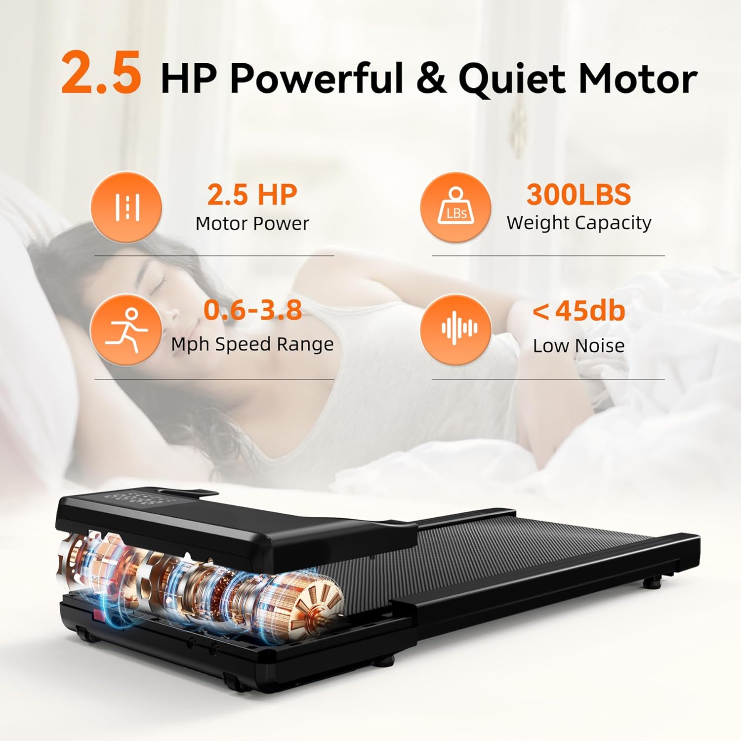 Walking Pad Treadmill, Smart Walking Pads, 2.5HP Under Desk Treadmill for Home Office Use, Remote Control & App-Enabled, No Assembly Required - Image 6