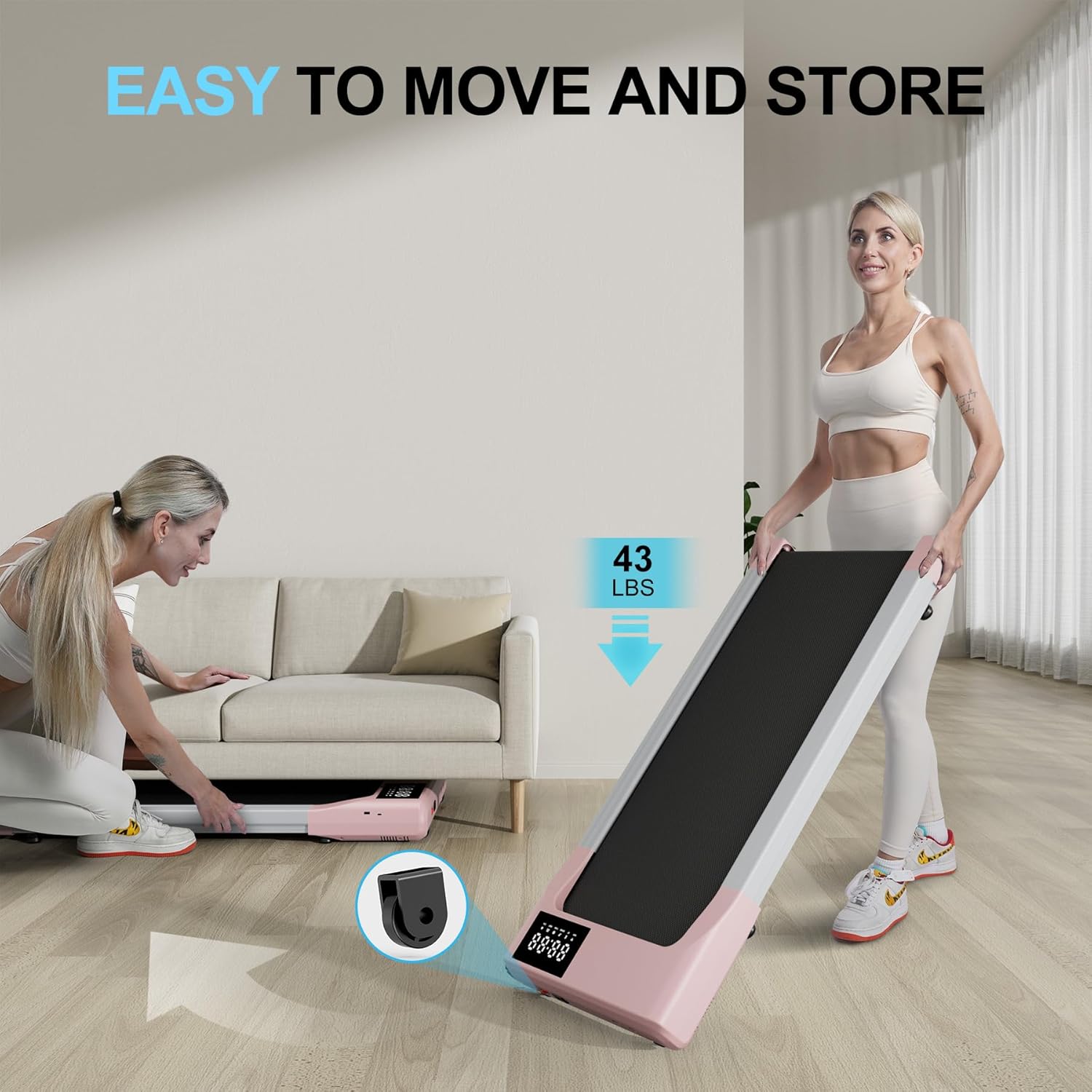 Walking Pad Treadmills for Home Office, Under Desk Walk Mat with APP and Remote Control, 3 in 1 Portable Exercise Equipment, Compact Jogging Running Machine for Small Space, 250 Lbs Capacity - Image 5