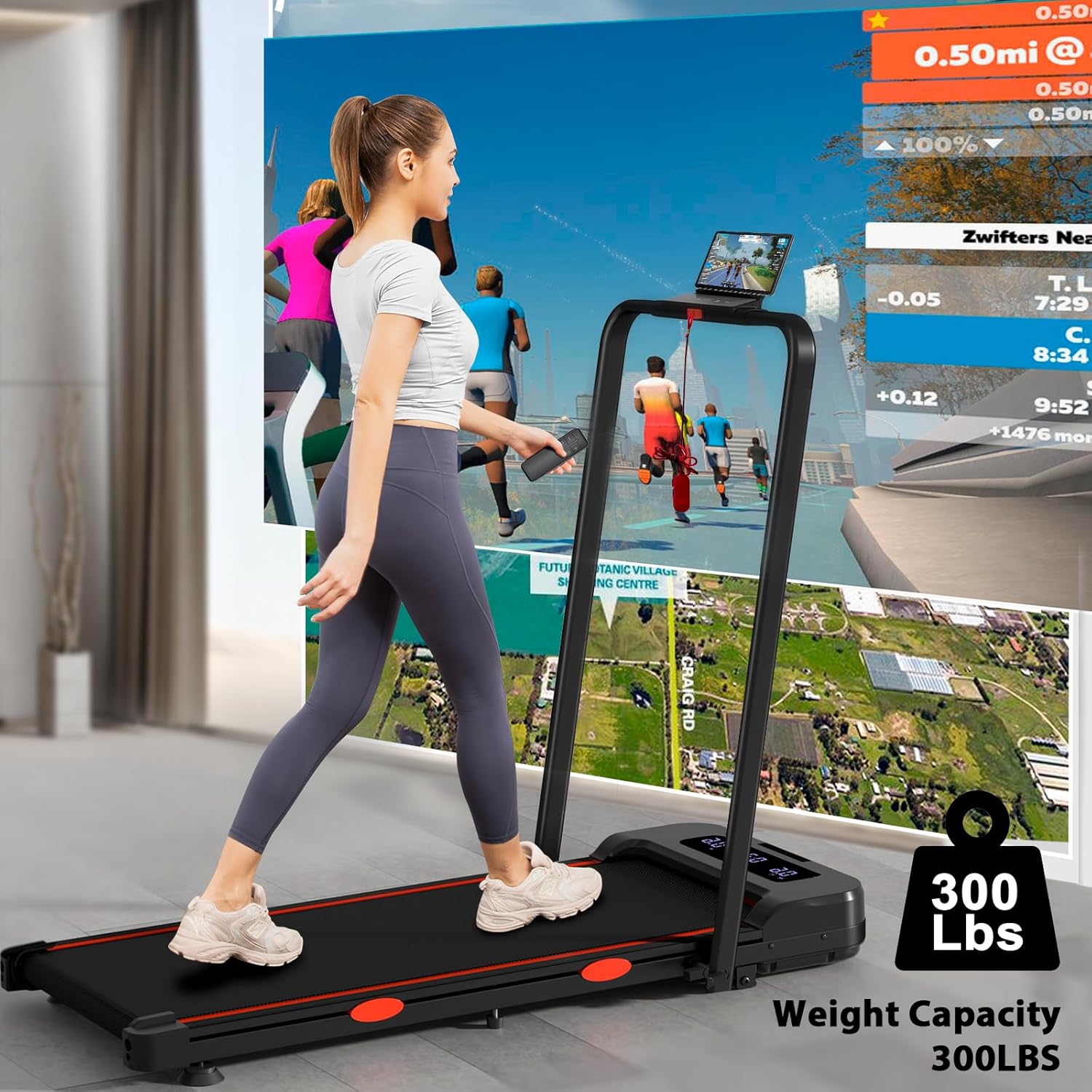 Incline Treadmill for Home, 300+ lb Capacity, Quiet Foldable Treadmills with Handle Bar, Compact Running Machine Walking Pad with APP - Image 7