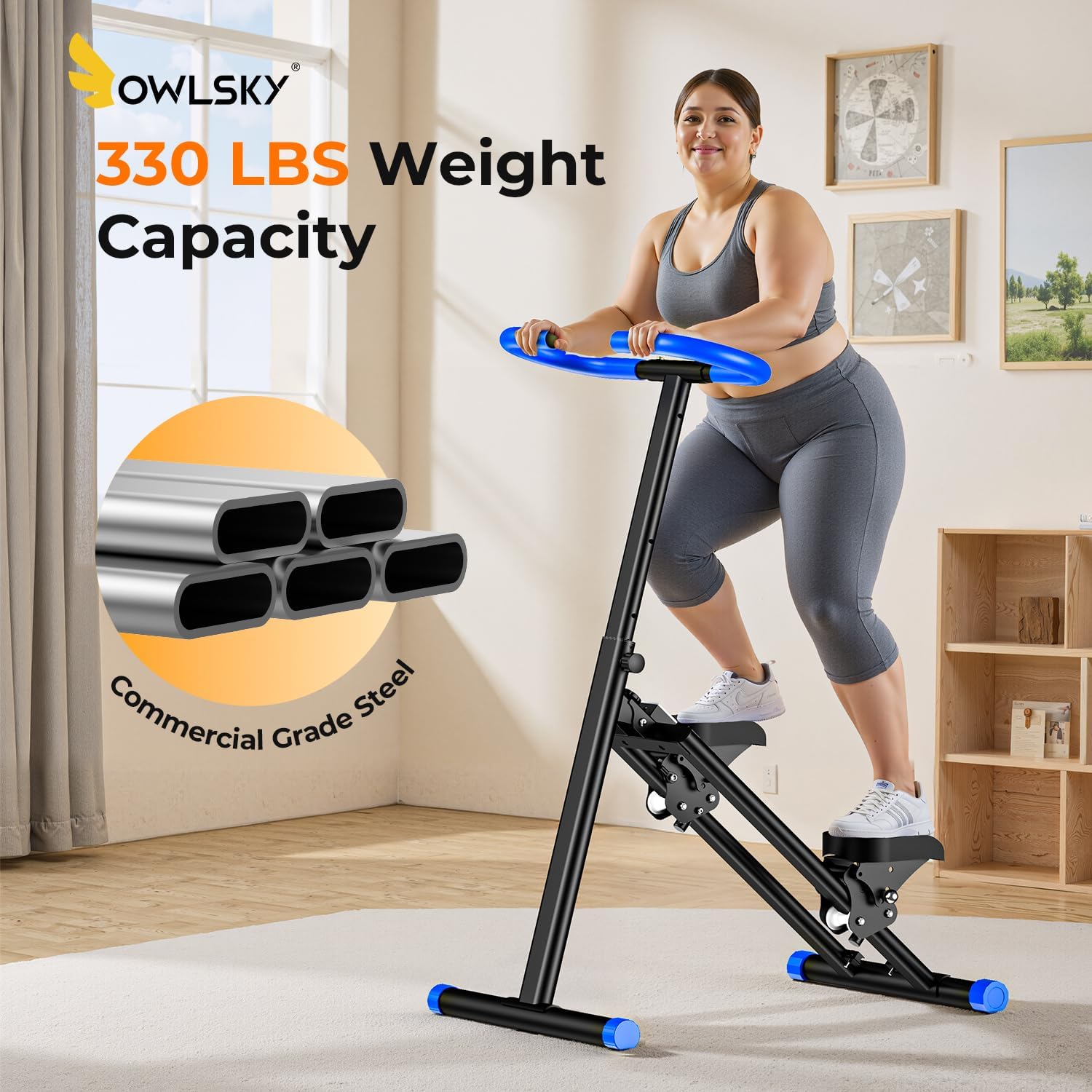 OWLSKY Stair Stepper for Home, Folding Vertical Climber Exercise Machine with Stable Triangular Frame, Smooth & Quiet Motion, Full Body Workout Equipment, Supports 330 LBS - Image 4