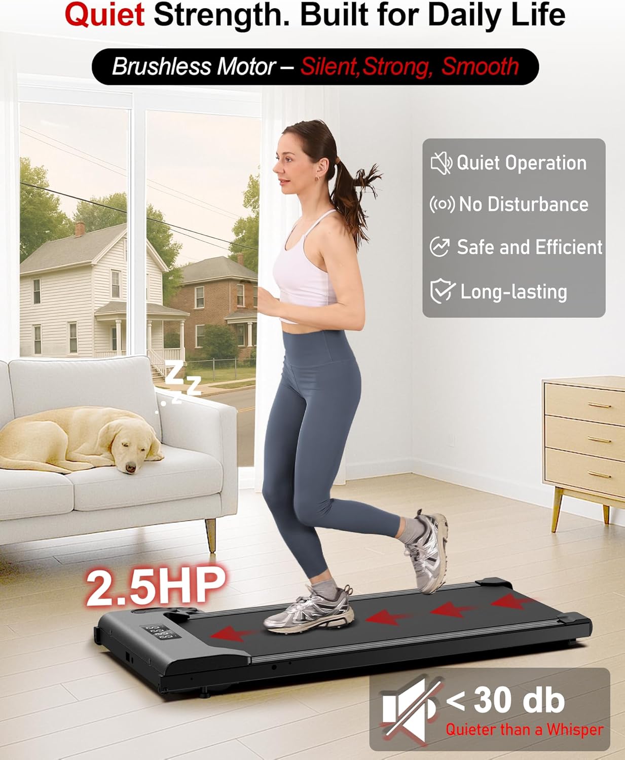 Lichico Walking Pad Under Desk Treadmill,Portable Small Treadmills for Home and Office,Super Quiet Brushless Motorized Walking Jogging Running Machine with Remote Control - Image 3