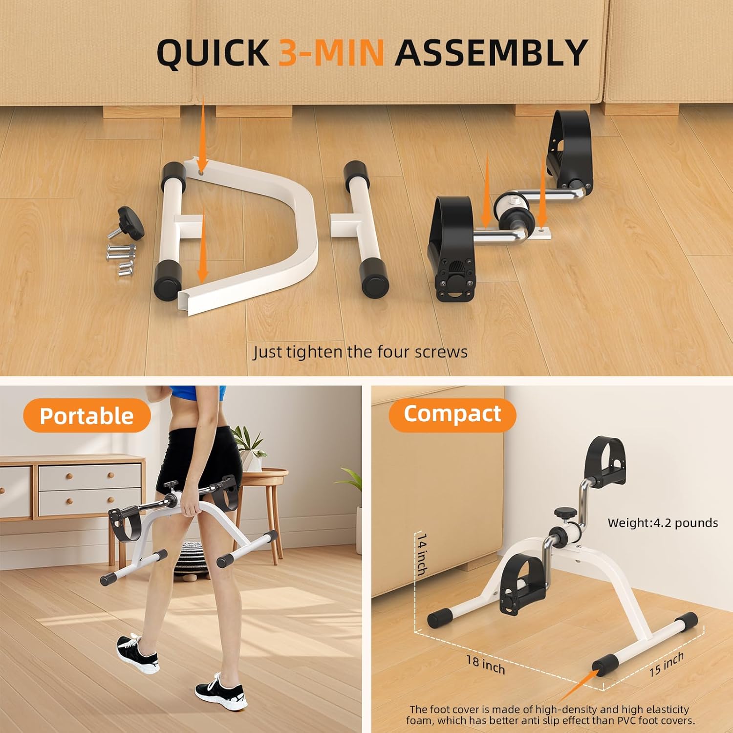 LUBBYGIM Under Desk Bike Pedal Exerciser, Non-Electric Mini Exercise Bike for Seniors, Adjustable Resistance Foot Desk Cycle for Arm & Leg Recovery, Physical Therapy, Easy to Use at Home - Image 7