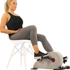 Sunny Health & Fitness Dual Function Under Desk Pedal Exerciser, Portable Indoor Cardio Mini Bike at Home, Arm/Leg Cycle for Seniors, Optional Magnetic, Motorized & Free SunnyFit App Bluetooth Connect