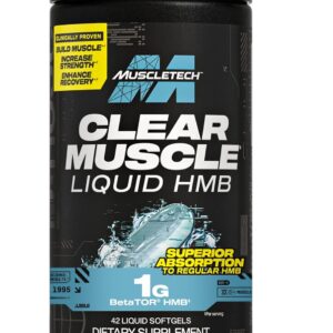 Muscletech HMB Supplements 1000mg, Clear Muscle (42 Liquid Softgels) – Highest Grade HMB for Lean Muscle & Recovery-HMB Free Acid Muscle Supplement-Help Decrease Muscle Breakdown – Packaging May Vary