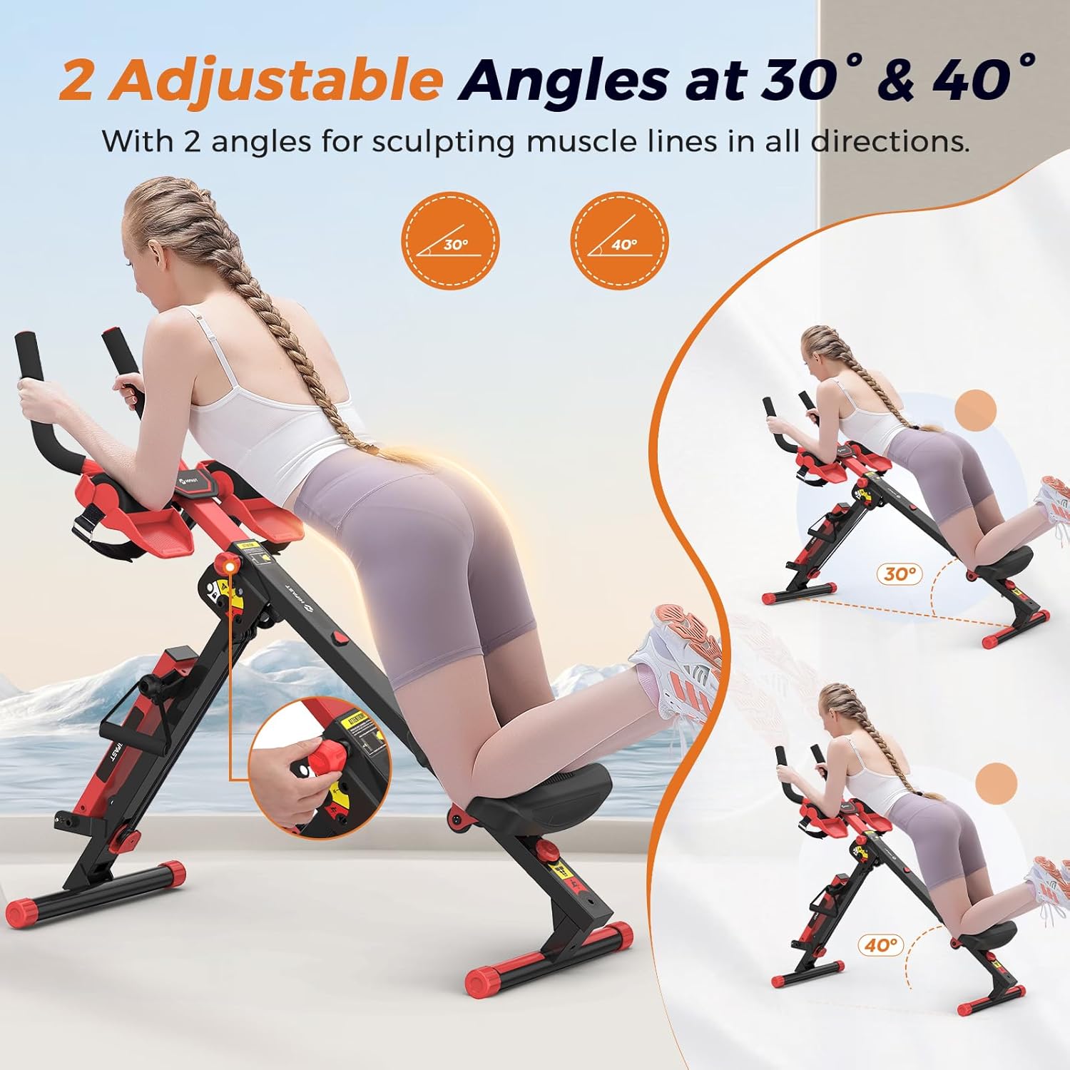 Rowing Machine, 4 in 1 Rowing and Ab Machine with 2 Levels of Workout Resistance, Quiet & Foldable Rower Machine with 3 Adjustable Handle Heights & LCD Monitor, Row Machine for Home Exercise - Image 4