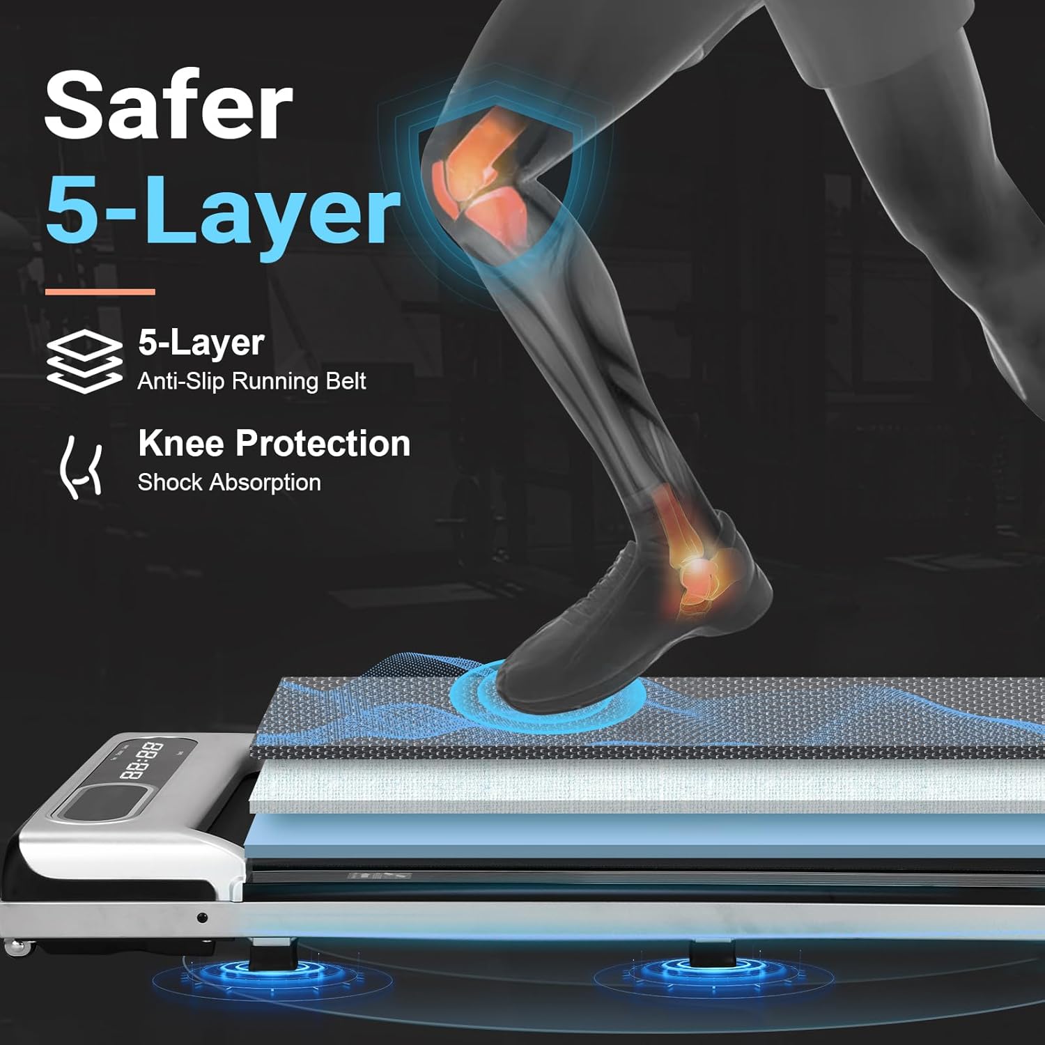 Walking Pad Treadmill, 2 in 1 Under Desk Treadmill, 2.5 HP Portable Walking Pad with Remote Control and LED Display, Walking Jogging Machine with 265 lbs Capacity - Image 6