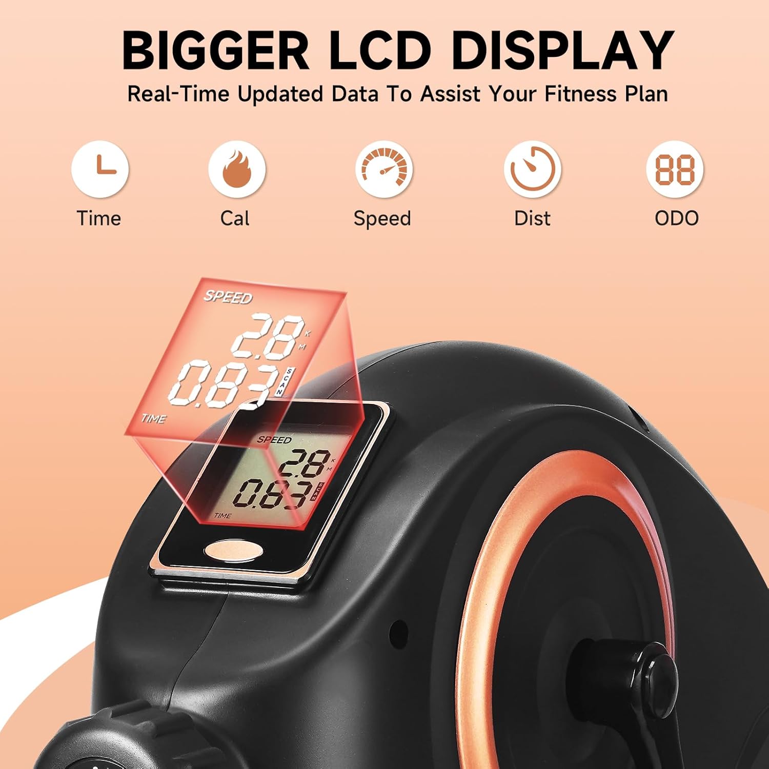 Mini Exercise Bike, Portable Under Desk Bike Pedal Exerciser with Quiet Magnetic Resistance, Portable Foot Cycle Arm&Leg Exercise Bike for Seniors Peddler Machine with LCD Display - Image 5
