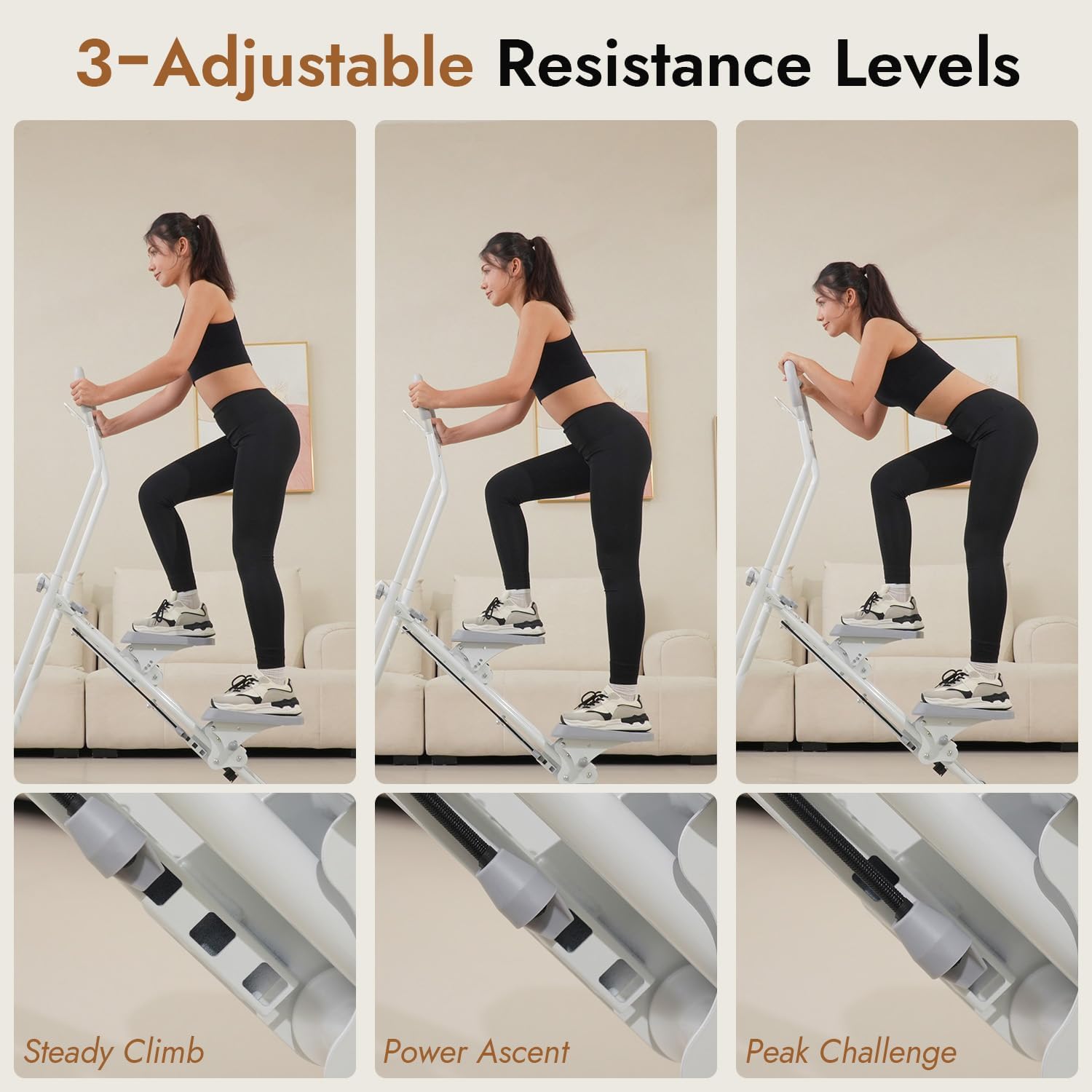 Stair Stepper with Adjustable Resistance - Stair Climber for Home Gym, Folding Cardio Machine with Extended Step Range, Adjustable Handlebar & Pedals, Tablet Holder by MACYO - Image 3