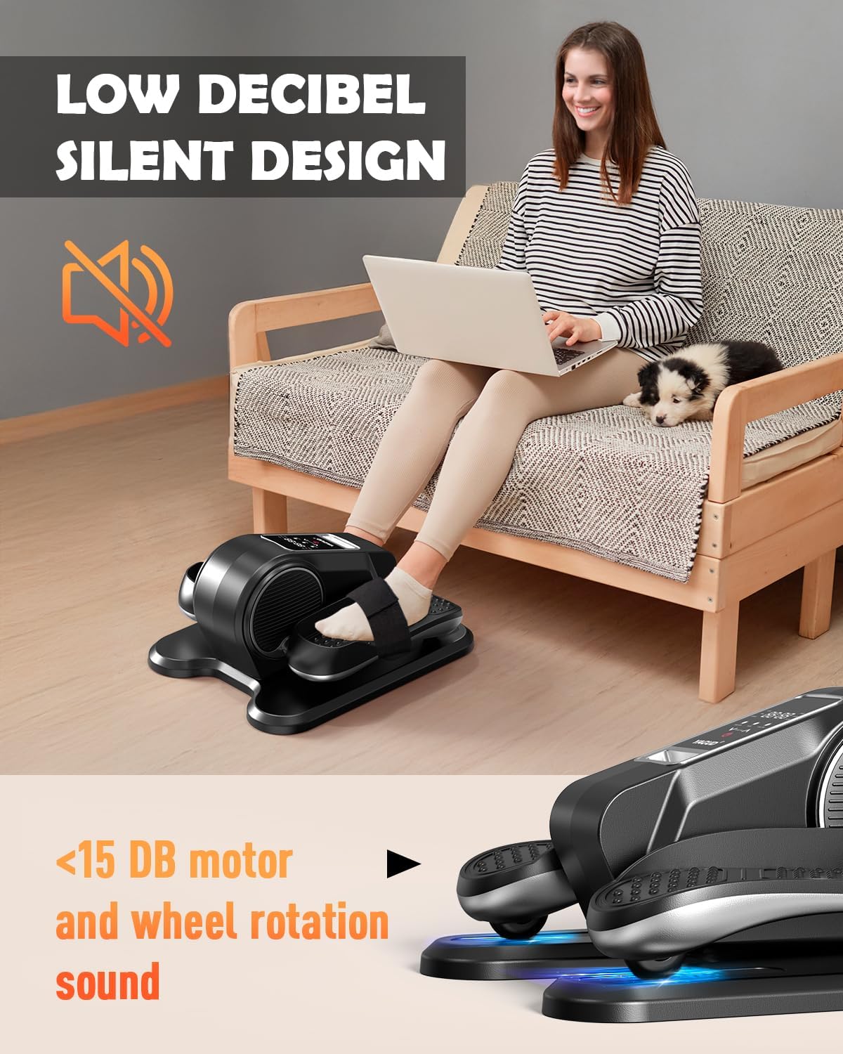 Under Desk Elliptical Machine, Ellipse Leg Exerciser for Seniors with 12 Adjustable Speed, Quiet & Portable Electric Machine Seated Pedal Exerciser with Remote Control for Home - Image 4
