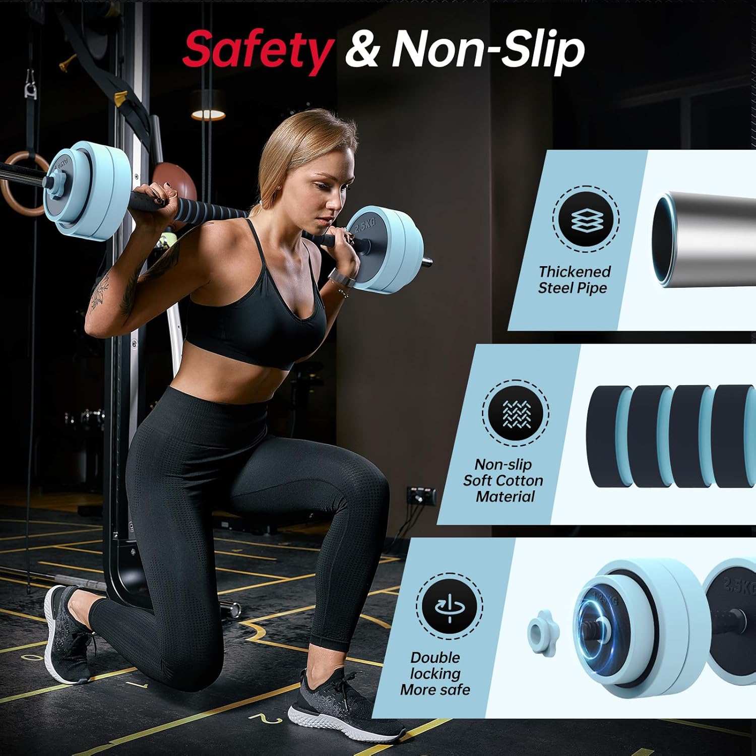 PASYOU Adjustable Dumbbells Sets, 4 in 1 Free Weight Set with Connector, Workout Weights Dumbbells Set Used as Barbell Kettlebell Push up Stand Ab Roller for Workout Gym Home Fitness - Image 4