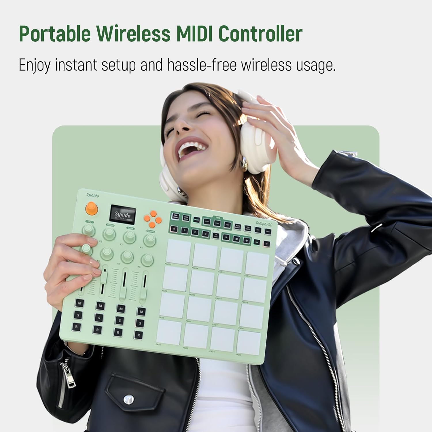 Midi Pad Controller, Portable Beat Maker Machine with Drum Pads, Beginners Beating Pad Velocity Sensitive, LED Display for Music Production (Wireless MIDI) - Image 9