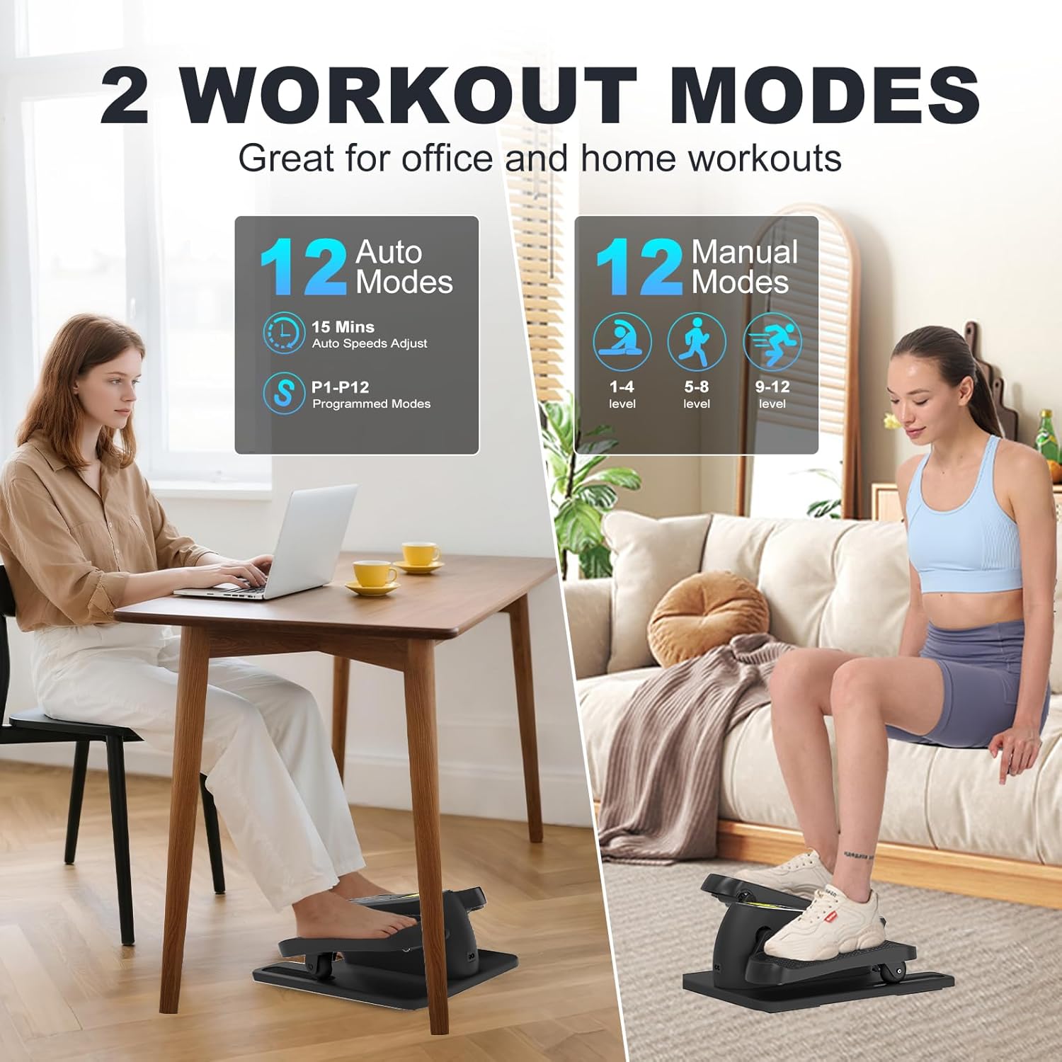 Under Desk Elliptical Machine, Electric Seated Pedal Exerciser,Elliptical Leg Exercisers for Seniors,Mini Ellipse Leg Exerciser with Remoter,12 Adjustable speeds Pedal Exerciser - Image 4