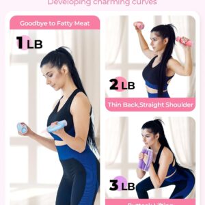 Hand Weights for Women Men, Soft Dumbbells Set of 6(1lb 2lb 3lb Each Pack) for Dumbbell Walking Weight Sets with Hand Strap, Pink Weights for Workout Running, Pilates, Yoga, Jogging and Physical Therapy, Gifts for Women