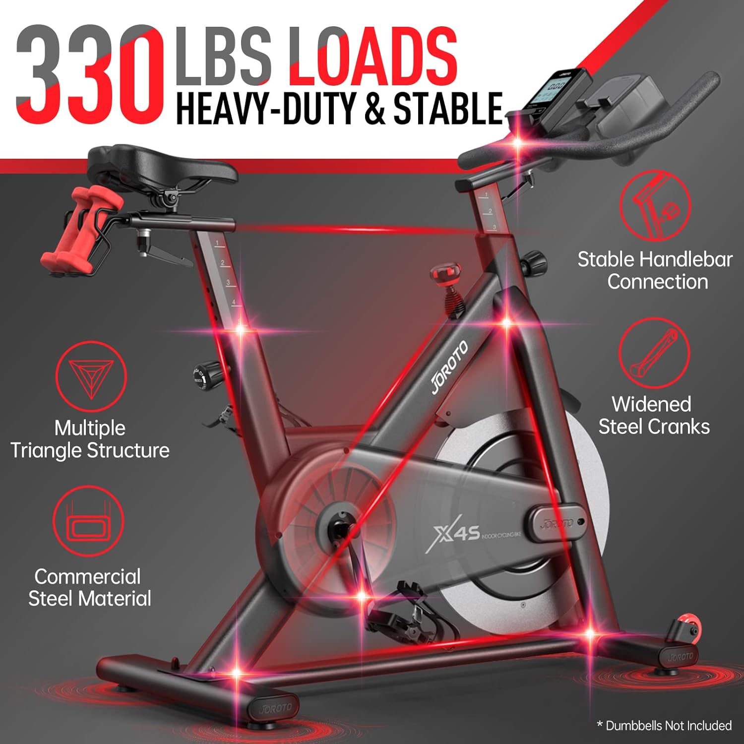 JOROTO X2|X2PRO Exercise Bike, X4S Bluetooth Stationary Indoor Cycling Bike with Readable 100 Levels Magnetic Resistance, Plus 12.6 inch Tablet Bracket Exercise Bikes for Home - Image 2