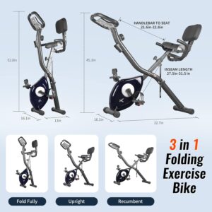 leikefitness LEIKE X Bike Ultra-Quiet Folding Exercise Bike, Magnetic Upright Bicycle with Heart Rate,LCD Monitor and easy to assemble