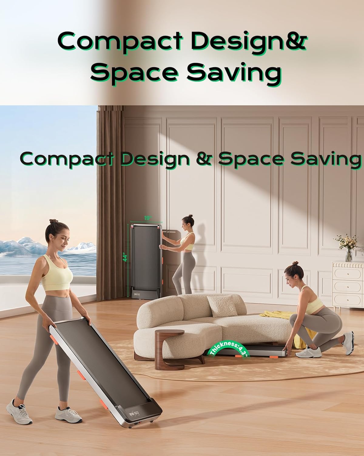 Walking Pad,Treadmill with Incline for Home Office, 2.5HP Portable Under Desk Treadmill with 265 Lbs Capacity,Remote Control, Led Display - Image 6