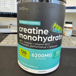Creatine Monohydrate Gummies Complex 6200mg for Men & Women – 120 Gummies Advanced Formula W/L-Taurine + Vitamin B12 for Muscle Strength, Muscle Builder, Energy Boost, Pre-Workout Supplement – Thinbi