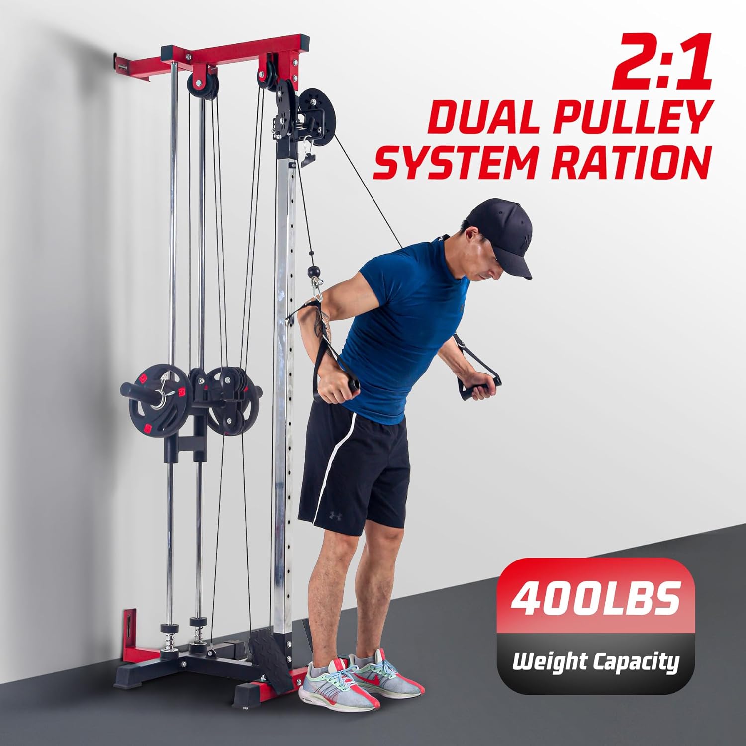 LAT Pulldown Machine, Multi-Functional Cable Machine with High and Low Pulley Station, Row Cable Machine Home Gym with Leg Support, Tricep Workout Equipment - Image 2