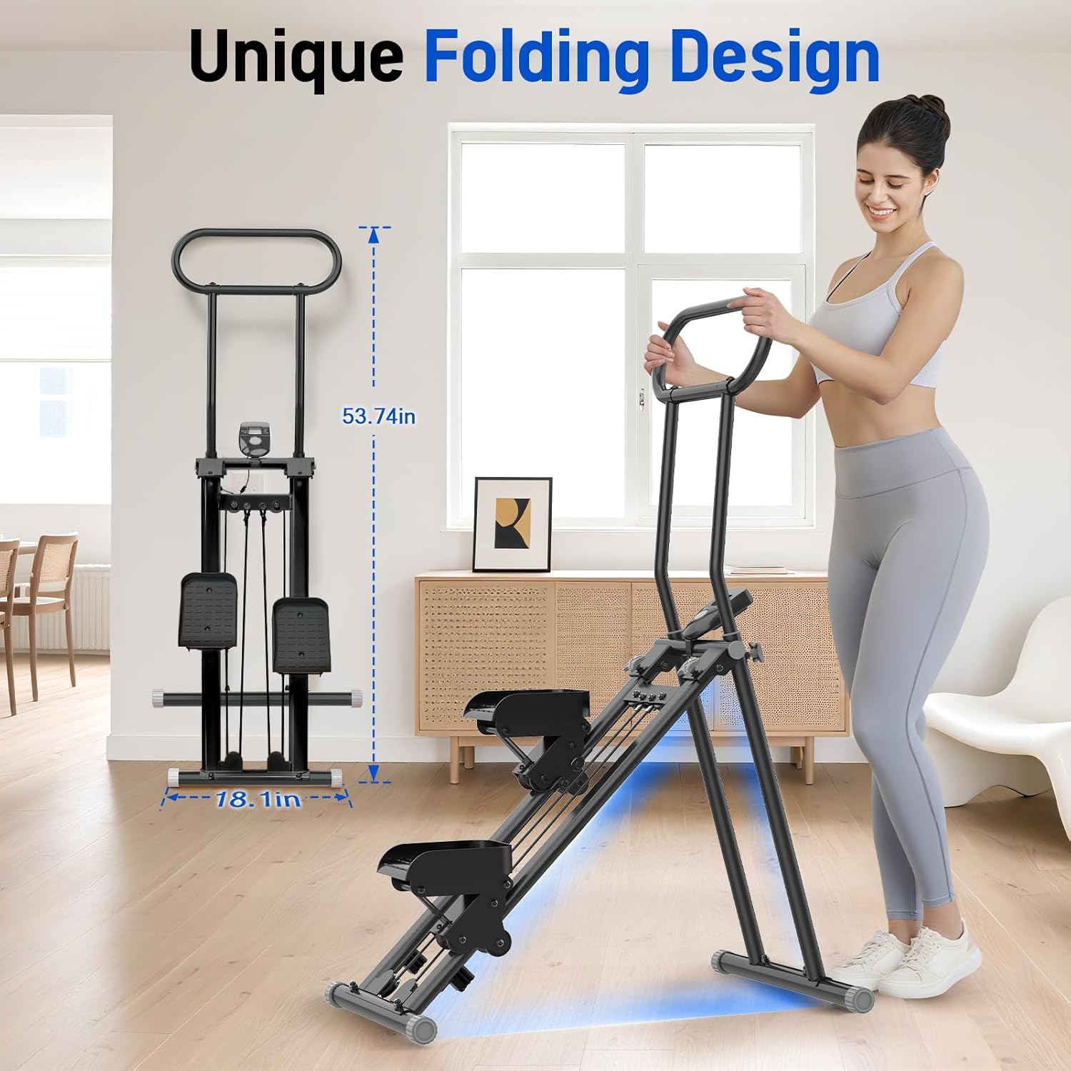 Stair Stepper for Exercise at Home, Folding Stairmaster Machine for Cardio Fitness, Vertical Stair Climber with Adjustable Handlebar, Portable Steppers with 310lbs Loading Capacity - Image 5