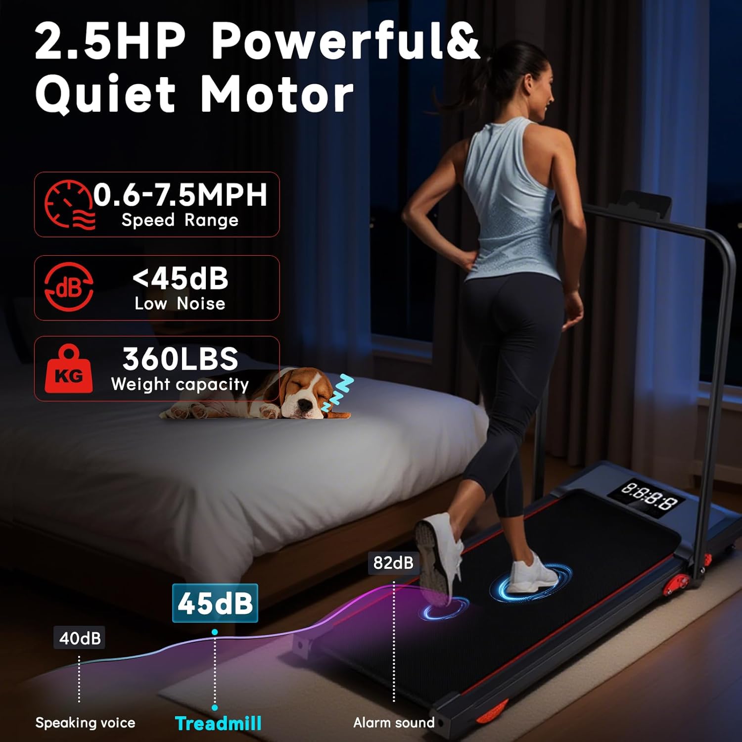 Walking Pad Treadmill with Incline and Handle Bar, 7.5MPH Under Desk Treadmill for Home Office, 360 Lbs Capacity Portable Treadmills with Remote Control, Led Display - Image 5