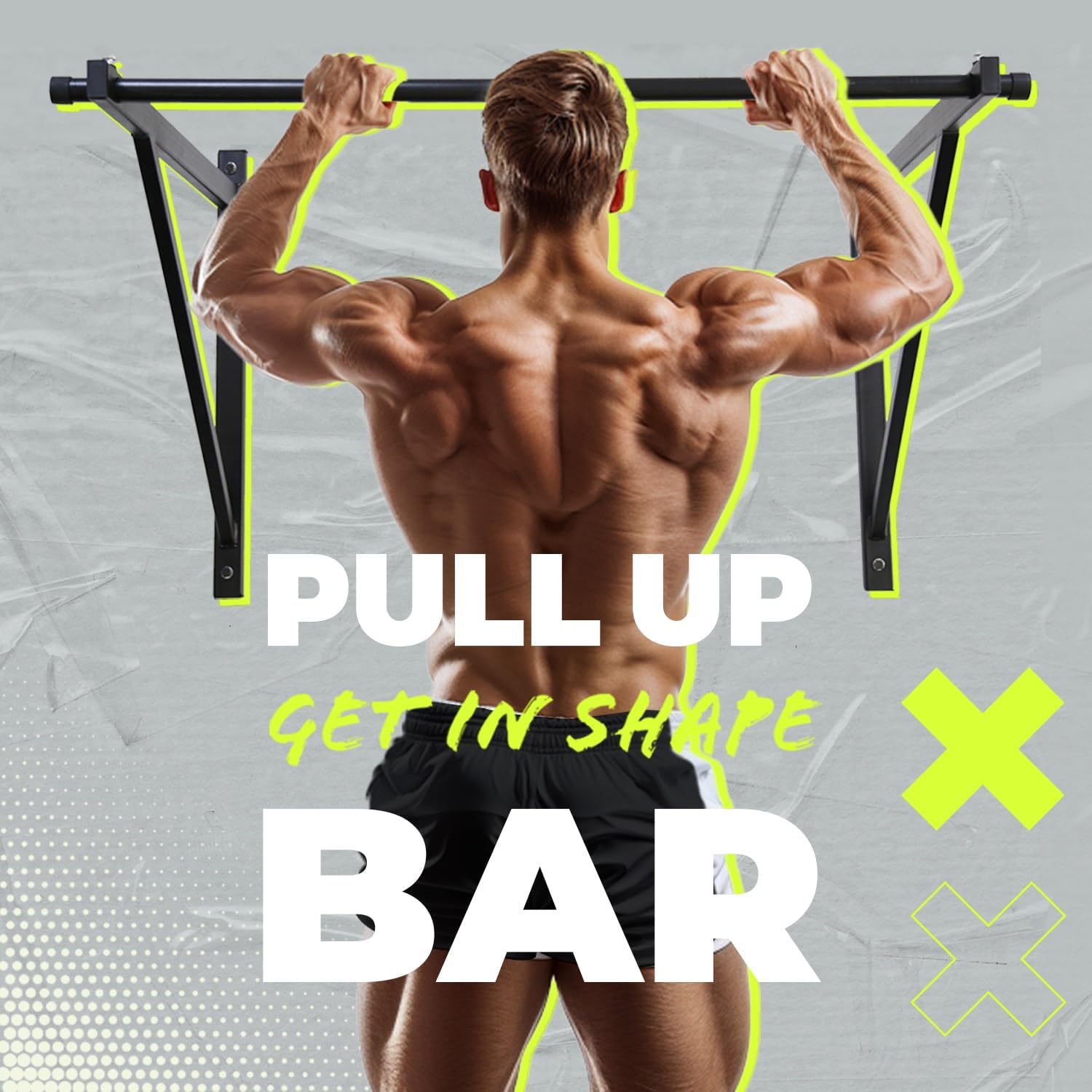 ECOTRIC 46'' Wall Mounted Pull Up Bar Chin up Bar Doorway Exercise Bar Upper Body Gym Workout Bar Heavy Duty Training Fitness Home Heavy Duty 500lbs - Image 2