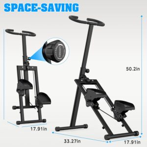 Stair Stepper Vertical Stair Master with Optional Resistance Bands Adjustable Handlebar & Pedals Climber Exercise Machine for Full-Body Workout, New Version (BLACK2+Resistance Bands)