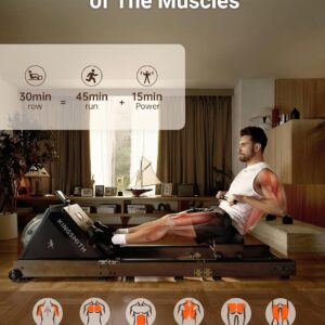 Water Rowing Machines for Home, WR20 Foldable Row Machine, 331LB Weight Capacity, Water Rower Machine with LCD Monitor, App Supported and Comfortable Seat for Folding Water Rowers
