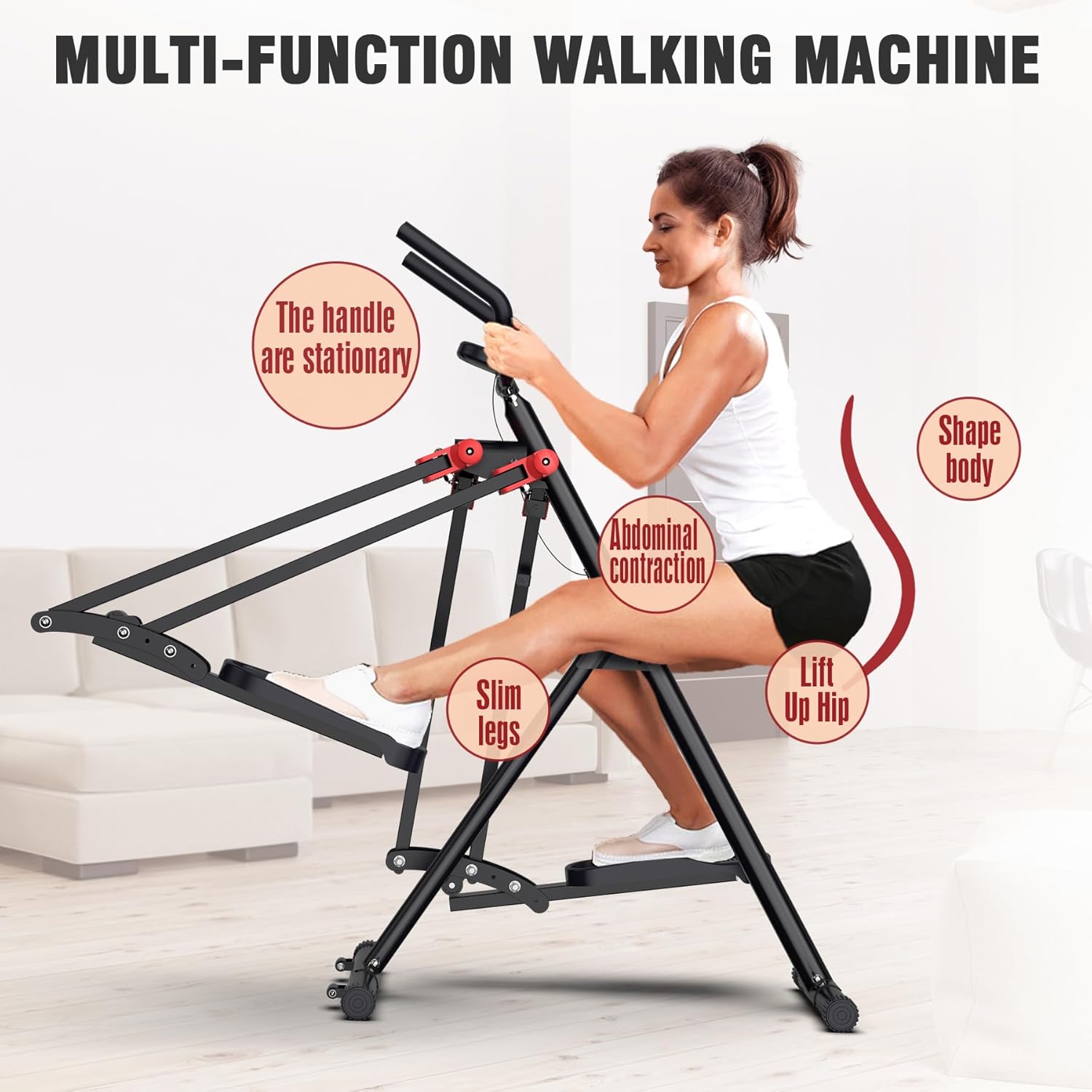 Air Walk Elliptical Glider Machine,Ellipse Home Cross-Training Arm/Leg Cardio Workout Machine for Senior & Adult,Side Sway Action 360 Motion Full-Body Exerciser for Home Gym - Image 5