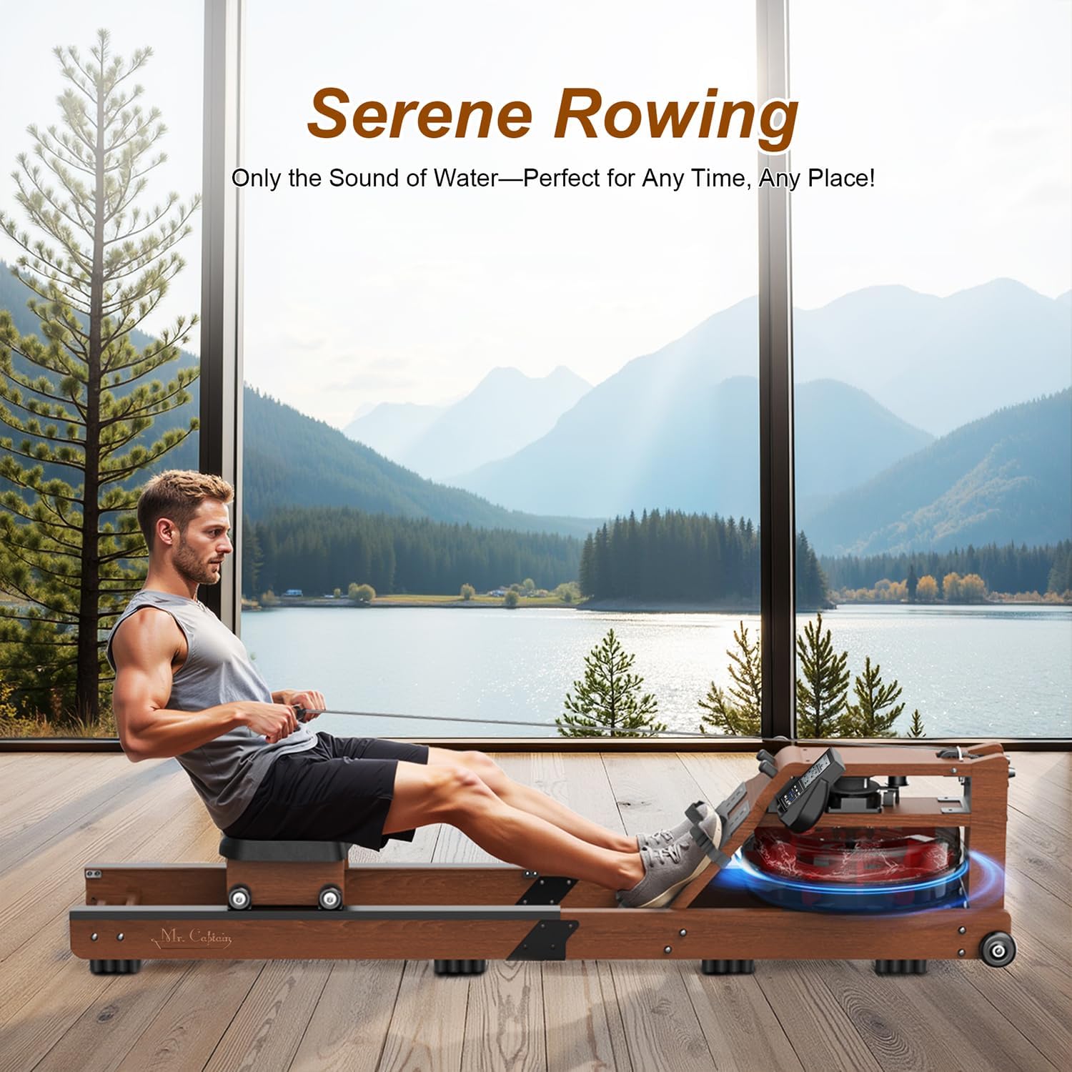Water Rowing Machine for Home Use- Foldable Rower Machine 400LBS Weight Capacity with Dedicated Monitor & Comfortable Seat, Bluetooth APP - Image 9