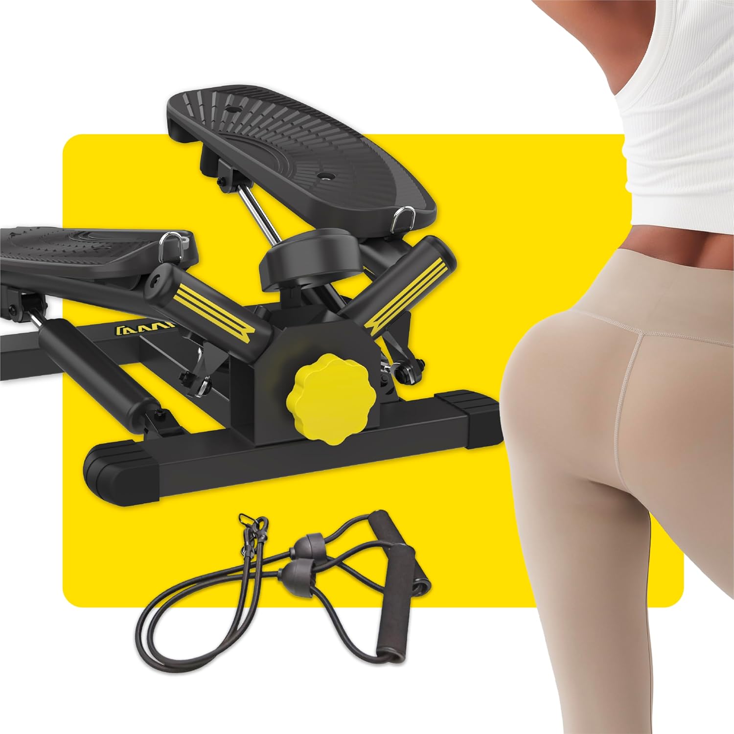 Stepper Machine with Resistance Bands, Mini Stepper with 300LBS Weight Capacity, Twist Stepper for Full Body Workout, Adjustable Step Height, Smooth and Quiet, Step Machine for Men Women - Image 7