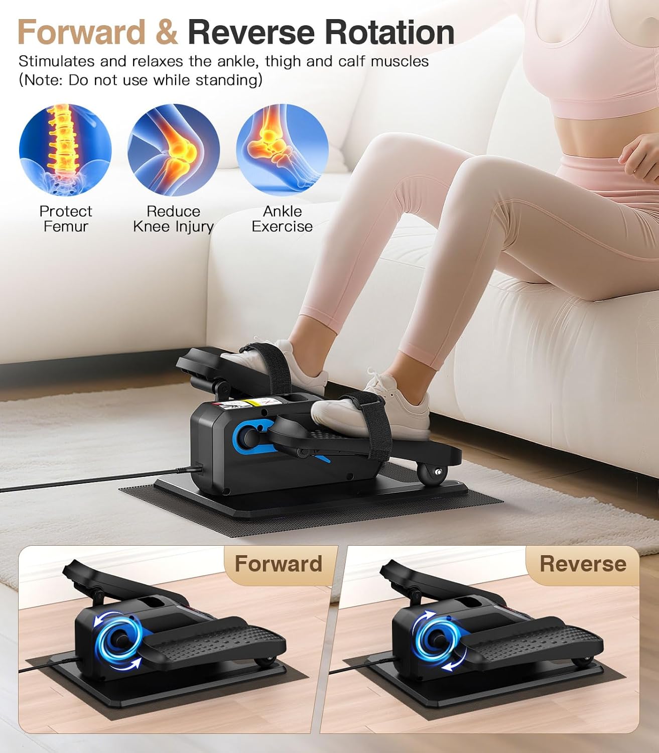 Portable Under Desk Elliptical Machine with Wireless Remote, 12 Manual & 3 Automatic Speeds, Pedal Ellipse Leg Exerciser,Leg Exerciser While Sitting for Seniors, Adults, Home, Office - Image 6