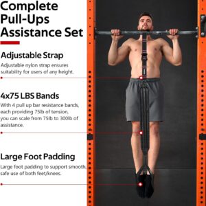Pull Up Assistance Bands Set, Heavy Duty Adjustable Pull Up Assist Band with Feet Rest, Strength Training Bands for Home Gym Fitness, Pull-Up Bar, Calisthenics and Body Stretching