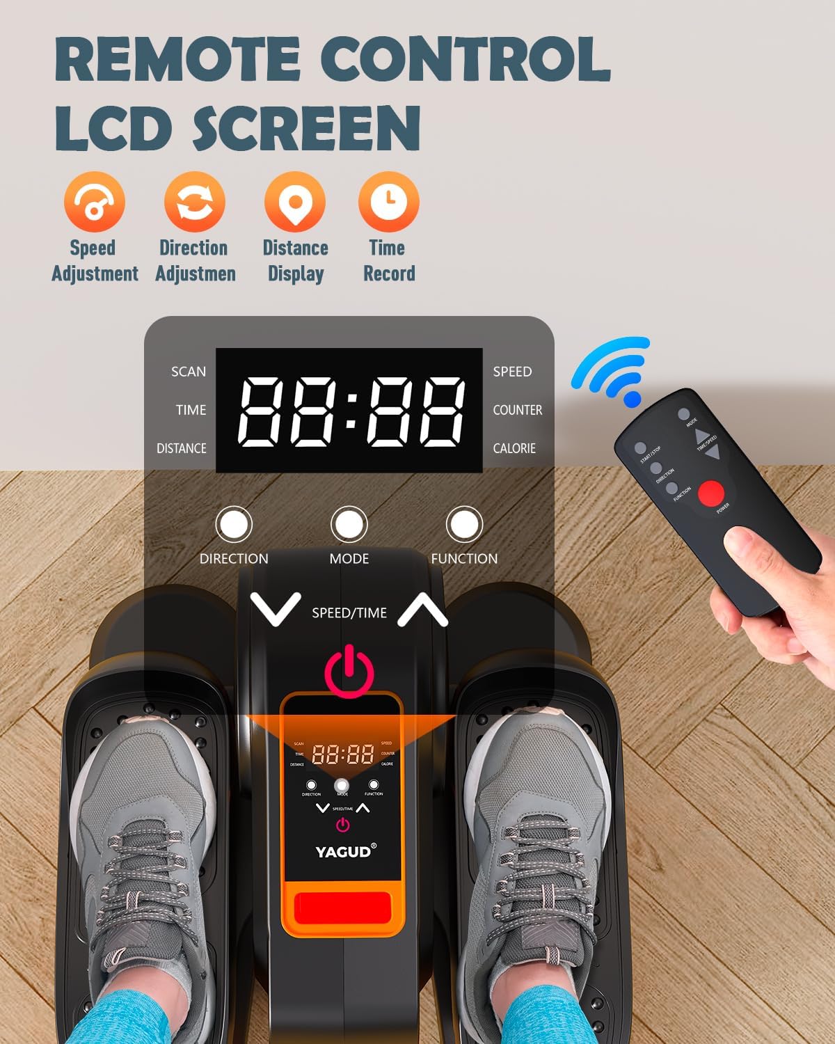 Under Desk Elliptical Machine, Ellipse Leg Exerciser for Seniors with 12 Adjustable Speed, Quiet & Portable Electric Machine Seated Pedal Exerciser with Remote Control for Home - Image 5