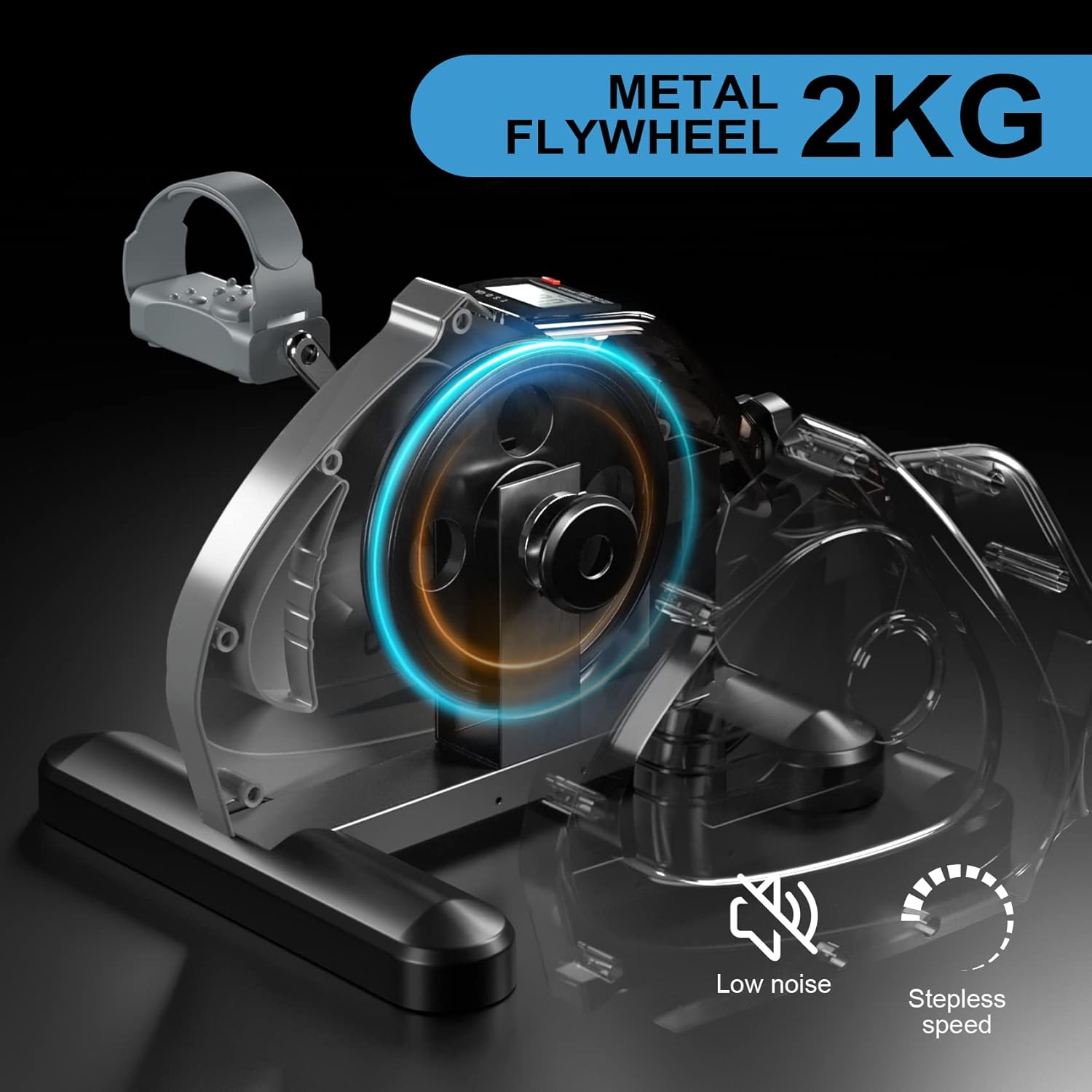 Under Desk Bike Pedal Exerciser Portable Mini Home Exercise Bike with 5LBS Flywheel Sitting Peddler Exerciser for Seniors Legs and Arms Trainer Physical Therapy Equipment Fitness Exercise Bicycle - Image 2