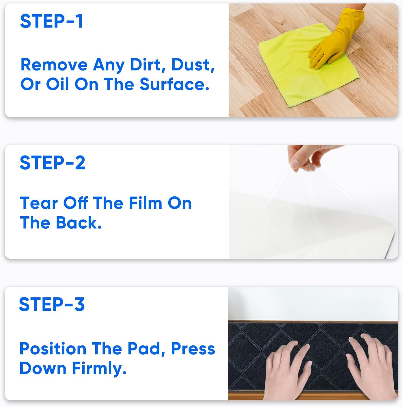 9"X36" Bullnose Stair Treads Carpet Non-Slip for Wooden Steps Indoor, Machine Washable and Reusable with Tape Free Self-Adhesive Back for Pets, Set of 15, Black - Image 6